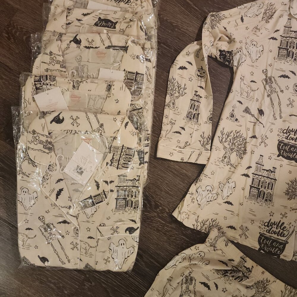 In My Sundays (Bone Halloween Toile Long Sleeve & Pant Pajama Set)